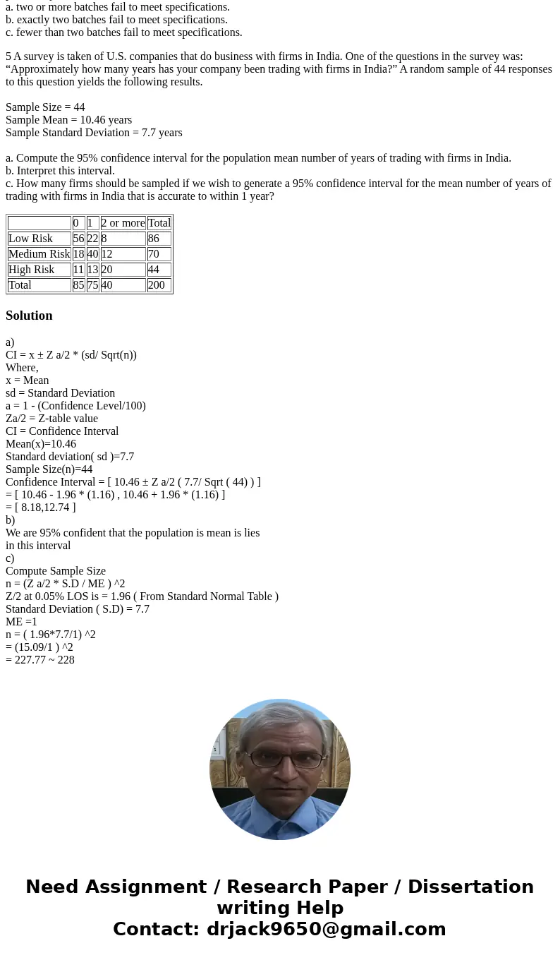 2. Consider the following data on new customers for AJ Auto Insurance, specifically the information of the risk level of the customer and the number of tickets 