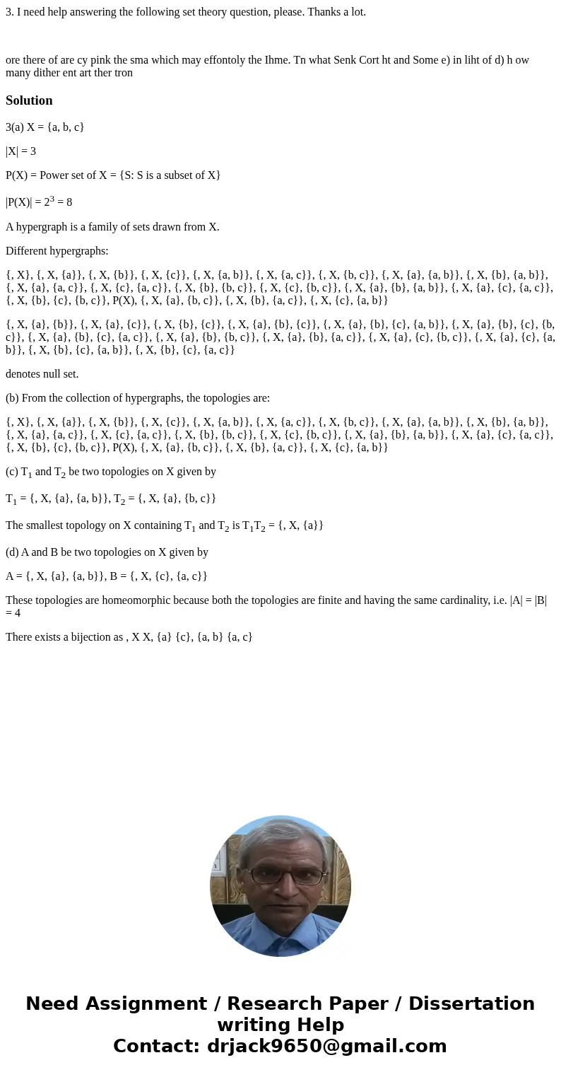 3. I need help answering the following set theory question, please. Thanks a lot. ore there of are cy pink the sma which may effontoly the Ihme. Tn what Senk Co