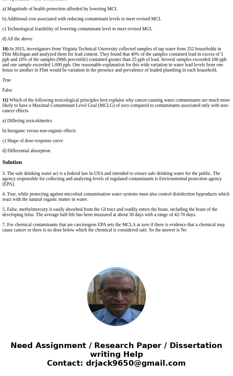 3) Under the Safe Drinking Water Act, which of the following parties is responsible for collecting and analyzing levels of regulated contaminants in New Mexico 