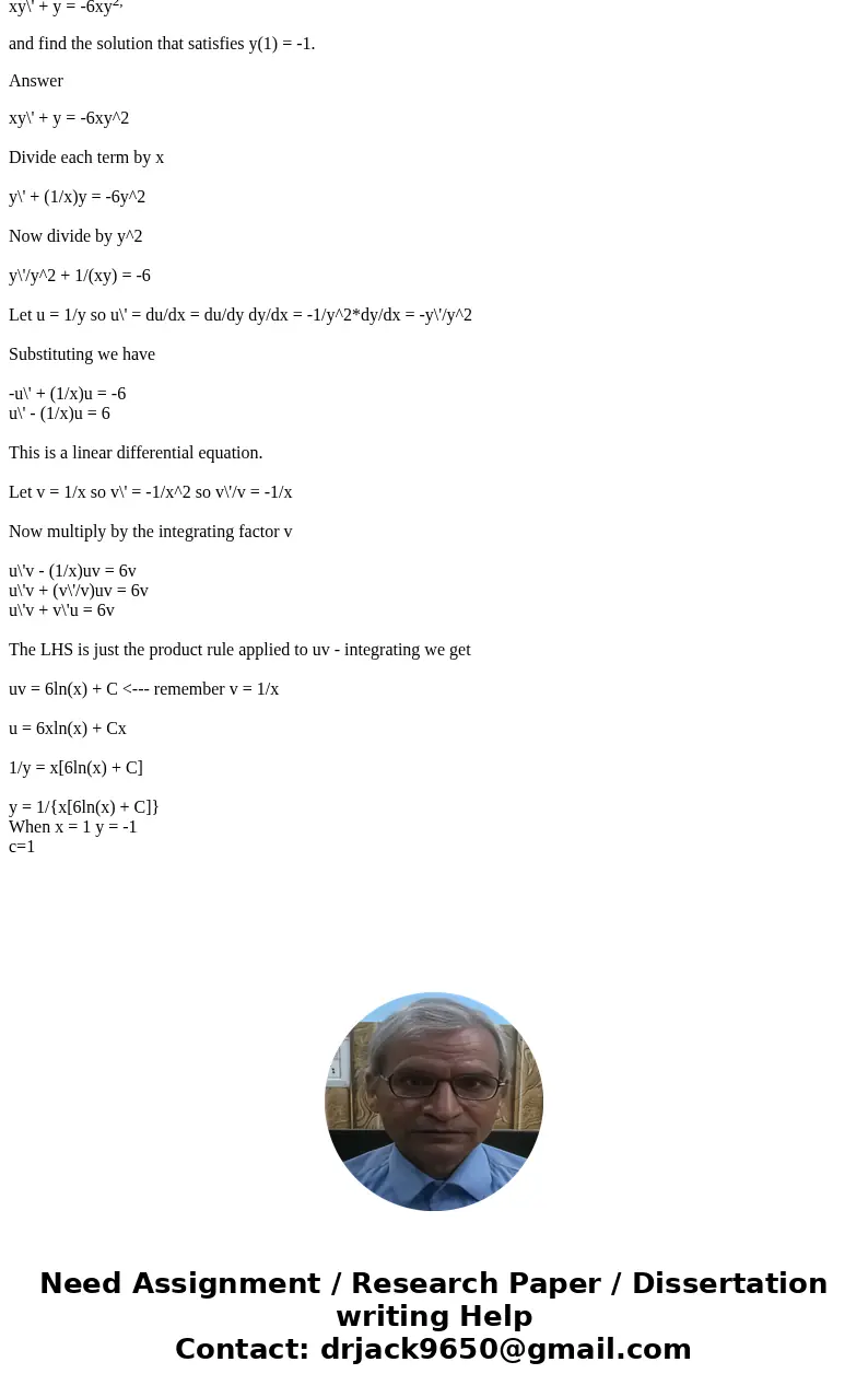  A Bernoulli differential equation is one of the form dydx+P(x)y=Q(x)yn. Observe that, if n=0 or 1, the Bernoulli equation is linear. For other values of n, the