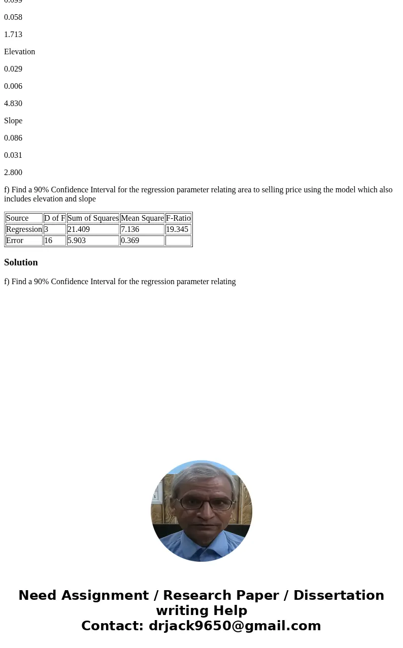 A land developer wanted a model to estimate the selling price of beach lots. To do so she recorded for each of 20 beach lots recently sold: Y = Sale price of th