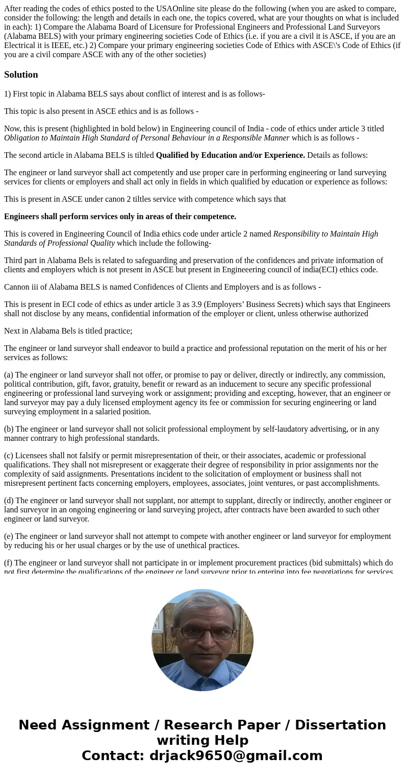After reading the codes of ethics posted to the USAOnline site please do the following (when you are asked to compare, consider the following: the length and d  After reading the codes of ethics posted to the USAOnline site please do the following (when you are asked to compare, consider the following: the length and d