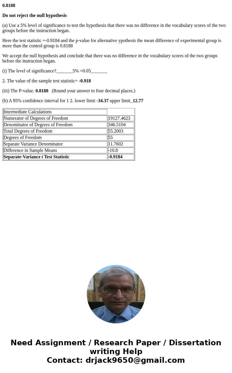 An article reported the results of a peer tutoring program to help mildly mentally retarded children learn to read. In the experiment, the mildly retarded child