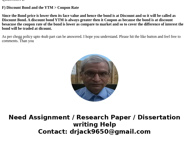 Answer questions A-E Question A Kessel Inc. offers a zero-coupon bond that has 30 years to maturity and the yield-to-maturity of similar bonds is 4%. What is th