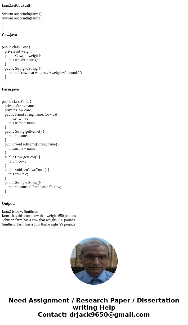 Assume that you have a working Cow class from the previous essay question. Write a Farm class where each Farm object keeps track of the name of the farm and a C