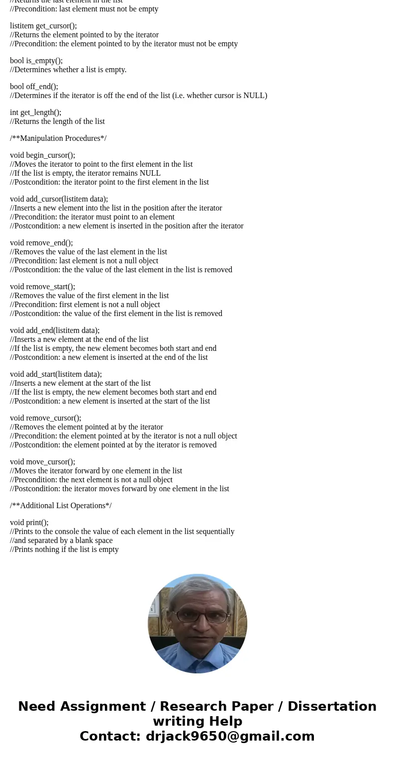C++ problem Part 1: Recursive Print (40 pts) Please write the recursive List reverse print function, whose iterative version we wrote in class. Below are the fu C++ problem Part 1: Recursive Print (40 pts) Please write the recursive List reverse print function, whose iterative version we wrote in class. Below are the fu