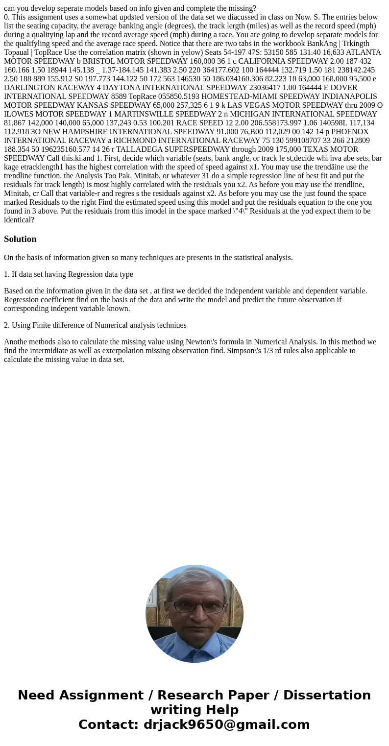 can you develop seperate models based on info given and complete the missing? 0. This assignment uses a somewhat updsted version of the data set we diacussed in