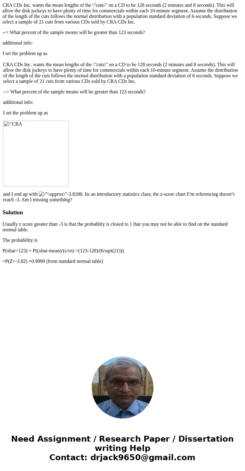 CRA CDs Inc. wants the mean lengths of the \