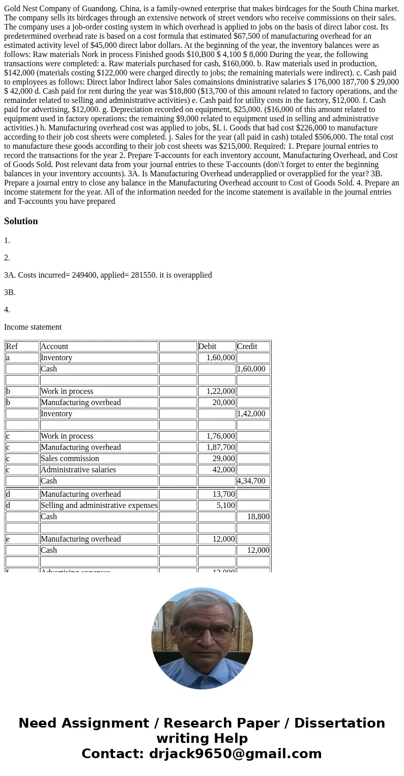  Gold Nest Company of Guandong. China, is a family-owned enterprise that makes birdcages for the South China market. The company sells its birdcages through an 