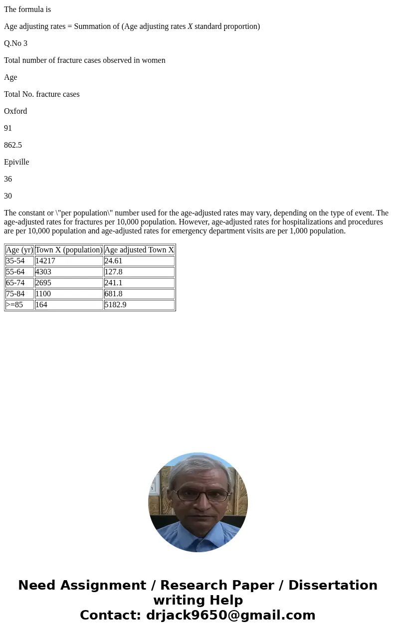 Help with epidemiology ASAP!! A study was conducted to compare the incidence of fractured femur in women aged 35 or more in two towns in the US, with those obse
