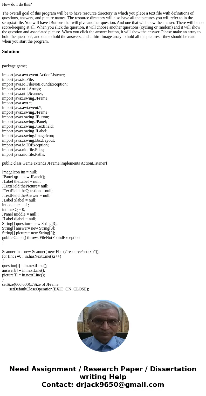 How do I do this? The overall goal of this program will be to have resource directory in which you place a text file with definitions of questions, answers, and