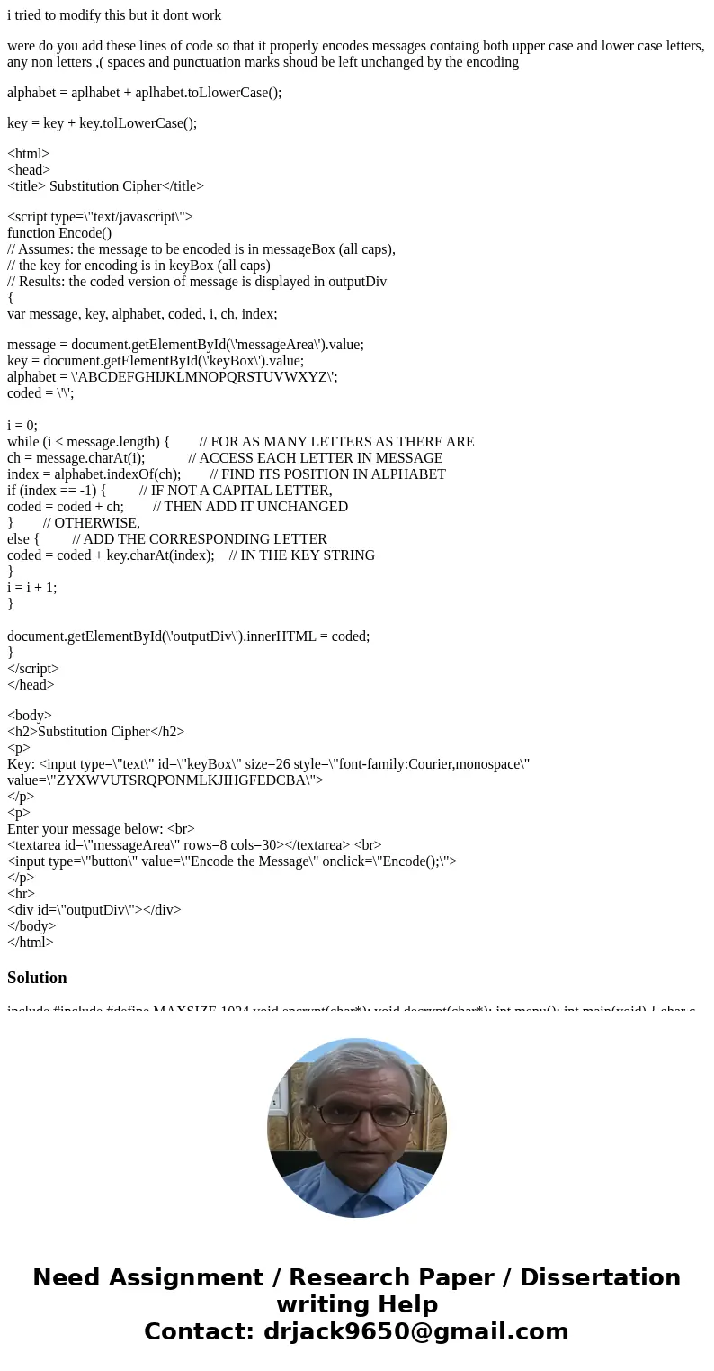 i tried to modify this but it dont work were do you add these lines of code so that it properly encodes messages containg both upper case and lower case letters i tried to modify this but it dont work were do you add these lines of code so that it properly encodes messages containg both upper case and lower case letters