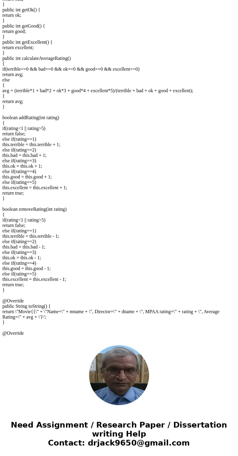 Implement a class name move that information about a movie. The Movie class has the following instance variables (a.k.a. fields or data): The movie name The di  Implement a class name move that information about a movie. The Movie class has the following instance variables (a.k.a. fields or data): The movie name The di