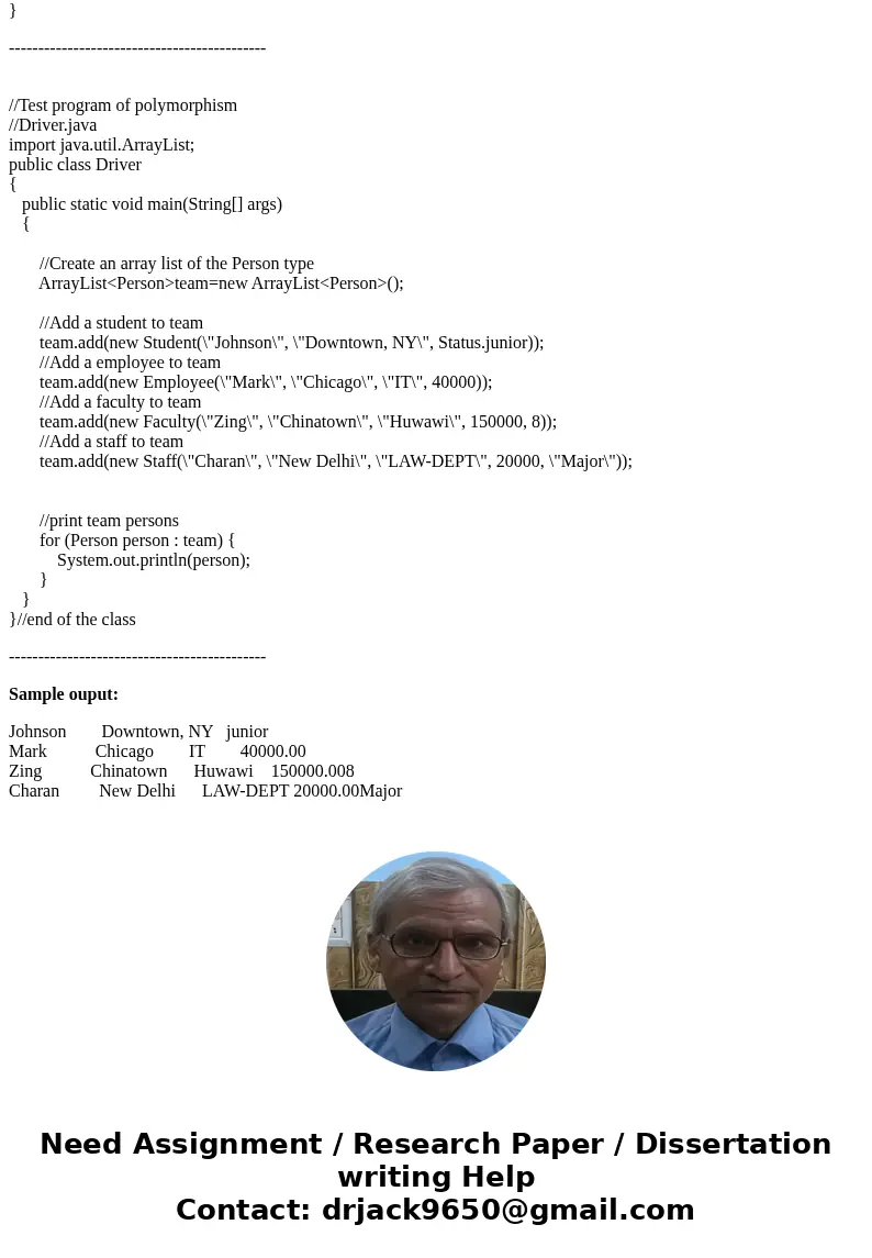 *JAVA* (The Person, Student, Employee, Faculty, and Staff classes) Design a class named Person and its two subclasses named Student and Employee. Make Faculty a