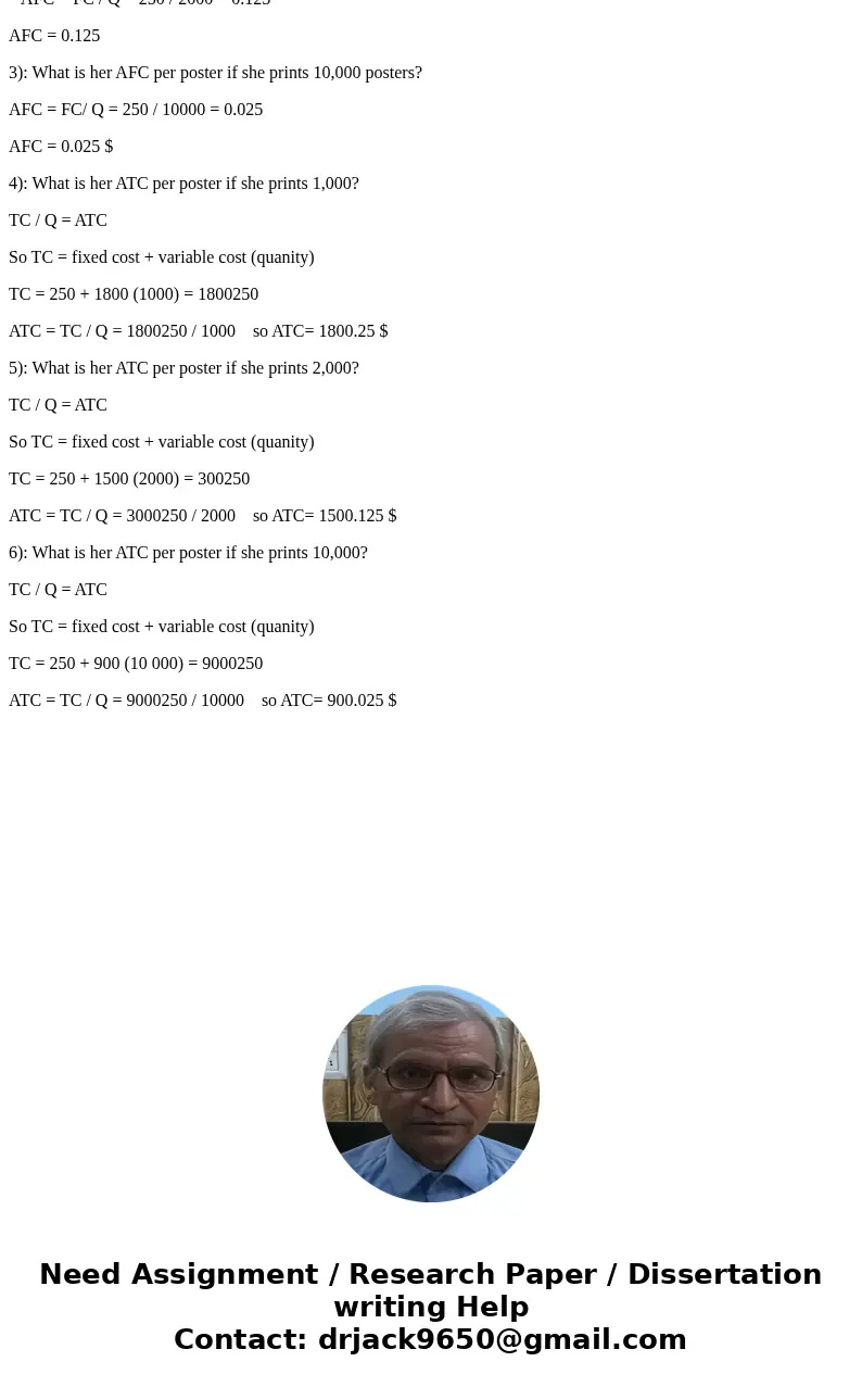 Karen runs a print shop that makes posters for large companies. It is a very competitive business. The market price is currently $1.00 per poster. She has fixed