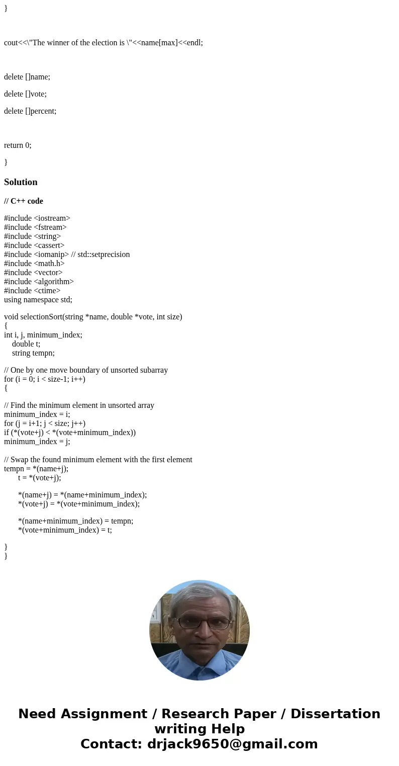 Make modification to the following C++ code to so that SELECTION sorting TO DISPLAY IN DESCENDING ORDER AS SHOWEN IN THE OUTPUT BELLOW: Please input candidate 1 Make modification to the following C++ code to so that SELECTION sorting TO DISPLAY IN DESCENDING ORDER AS SHOWEN IN THE OUTPUT BELLOW: Please input candidate 1