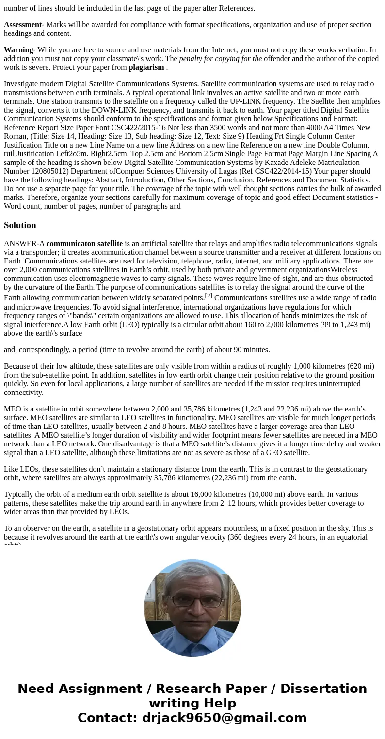 number of lines should be included in the last page of the paper after References. Assessment- Marks will be awarded for compliance with format specifications, 
