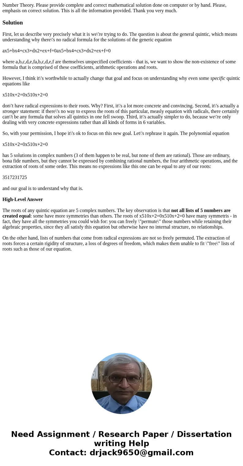 Number Theory. Please provide complete and correct mathematical solution done on computer or by hand. Please, emphasis on correct solution. This is all the info