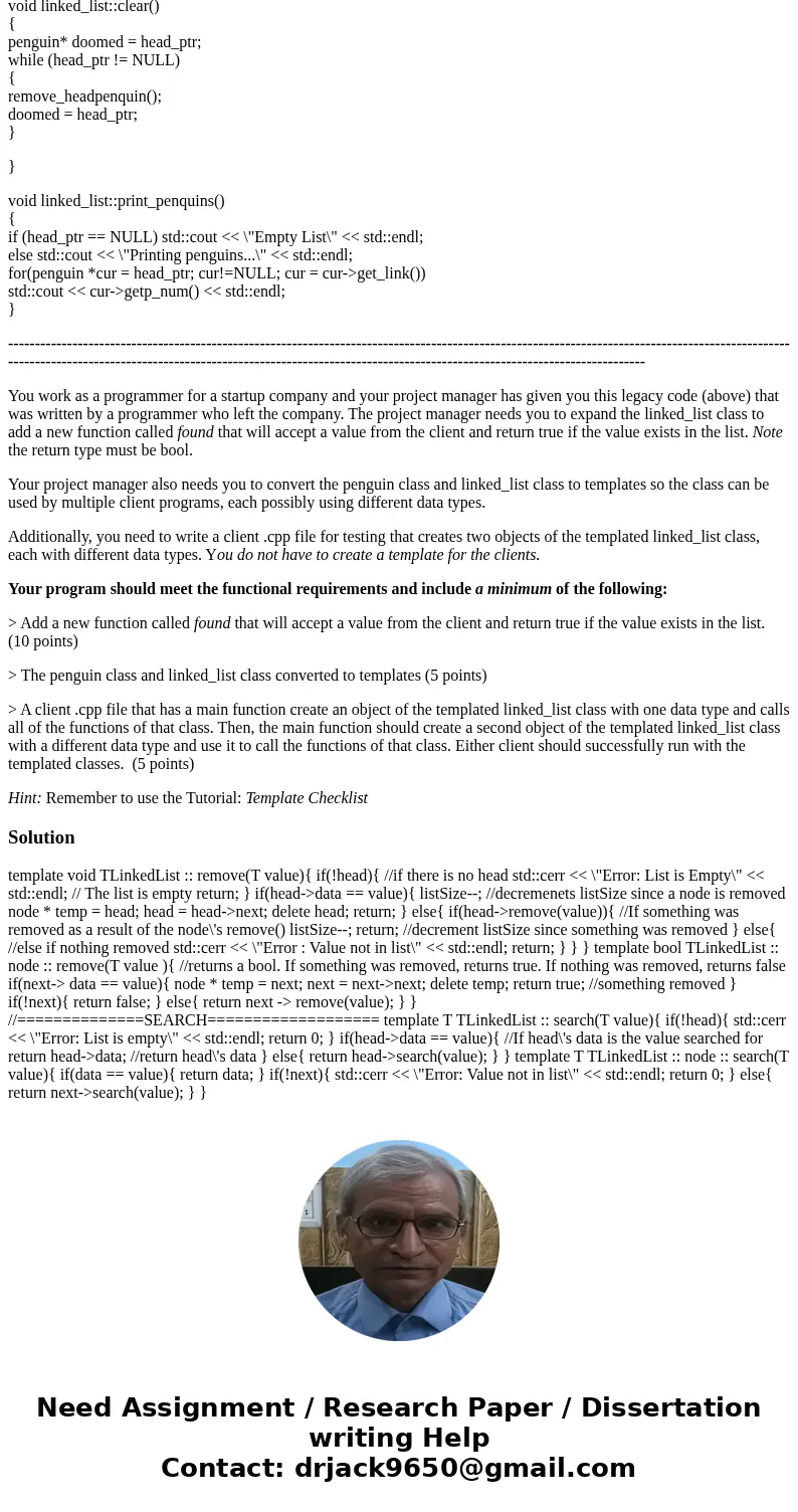penguin.h: class penguin { public: penguin(); void addp_num(int num); int getp_num(); void set_link(penguin * next_ptr) {link = next_ptr;} penguin * get_link()  penguin.h: class penguin { public: penguin(); void addp_num(int num); int getp_num(); void set_link(penguin * next_ptr) {link = next_ptr;} penguin * get_link()
