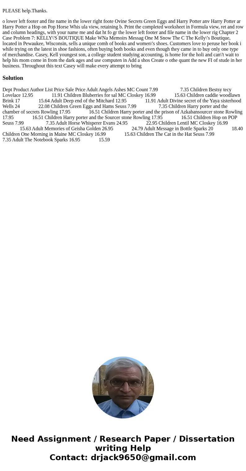  PLEASE help.Thanks. o lower left footer and fite name in the lower right foote Ovine Secrets Green Eggs and Harry Potter anv Harry Potter ar Harry Potter a Hop