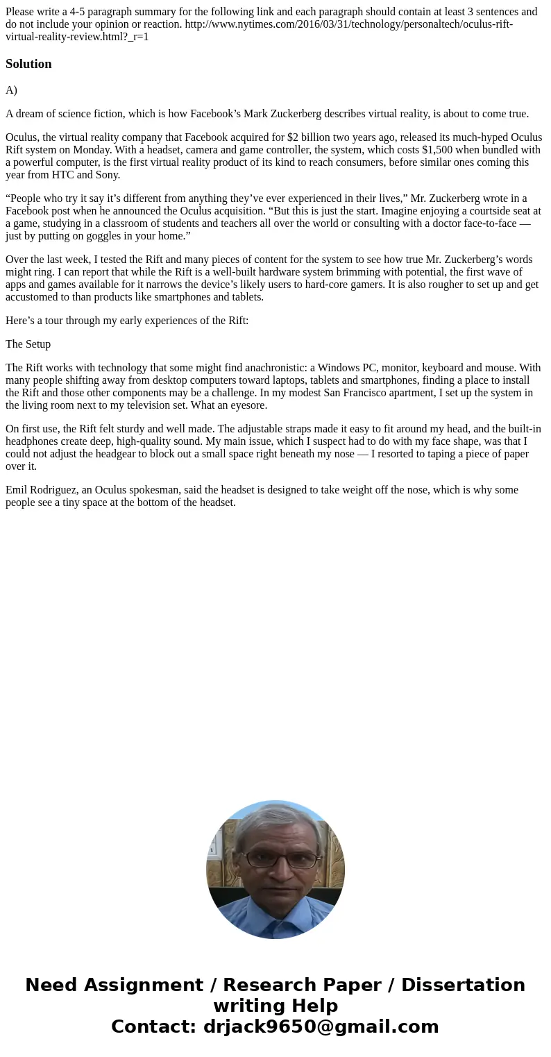 Please write a 4-5 paragraph summary for the following link and each paragraph should contain at least 3 sentences and do not include your opinion or reaction. 
