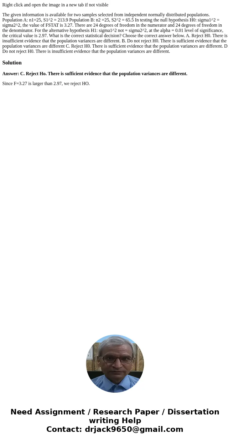 Right click and open the image in a new tab if not visible The given information is available for two samples selected from independent normally distributed pop