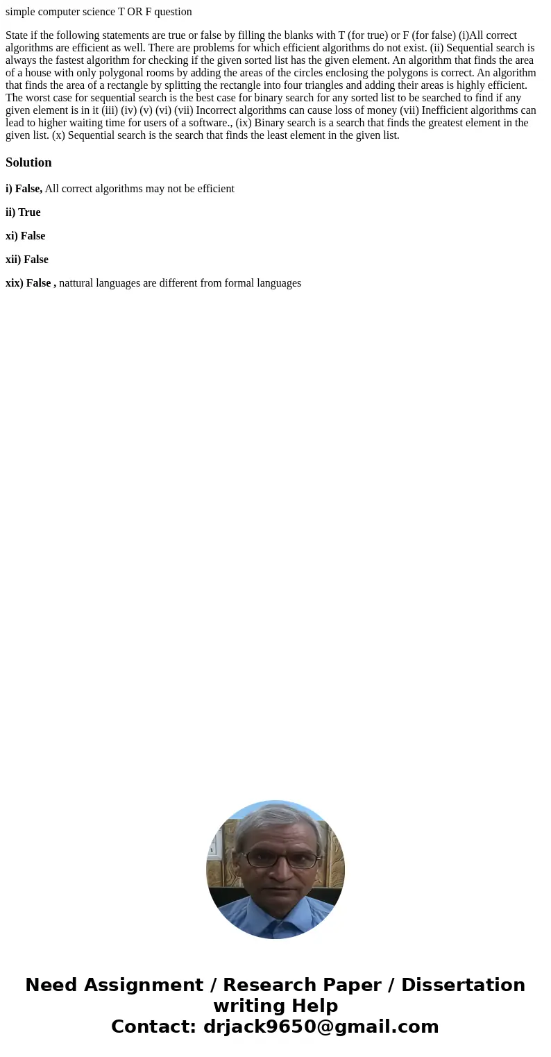 simple computer science T OR F question State if the following statements are true or false by filling the blanks with T (for true) or F (for false) (i)All corr simple computer science T OR F question State if the following statements are true or false by filling the blanks with T (for true) or F (for false) (i)All corr
