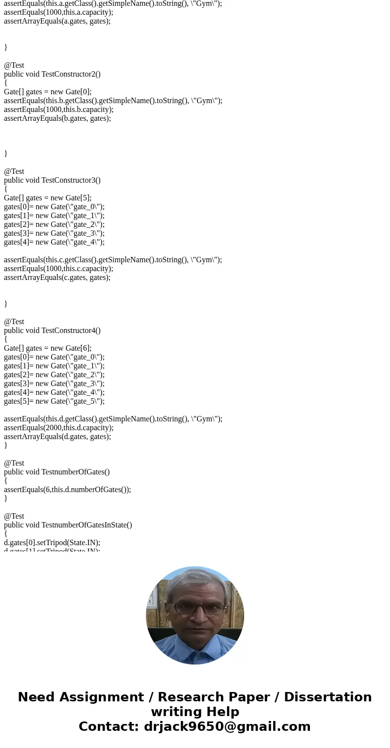 Templates Hwk5.java package hwk5; import java.util.Random; public class Hwk5 { public static void main(String[] args) { int numOfGates = 5; Gym gym = new Gym(nu