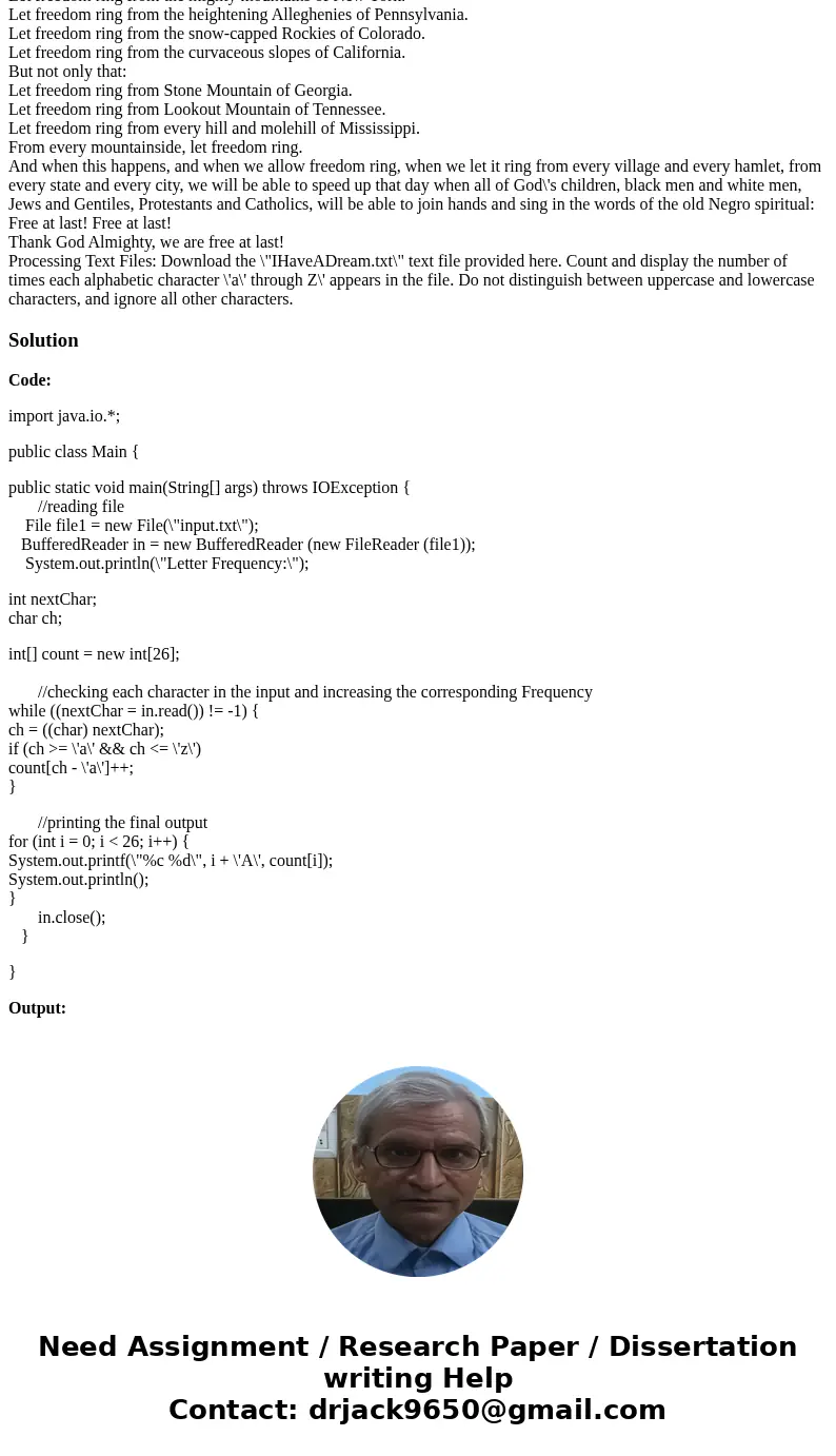 Text file: I am happy to join with you today in what will go down in history as the greatest demonstration for freedom in the history of our nation. Five score 