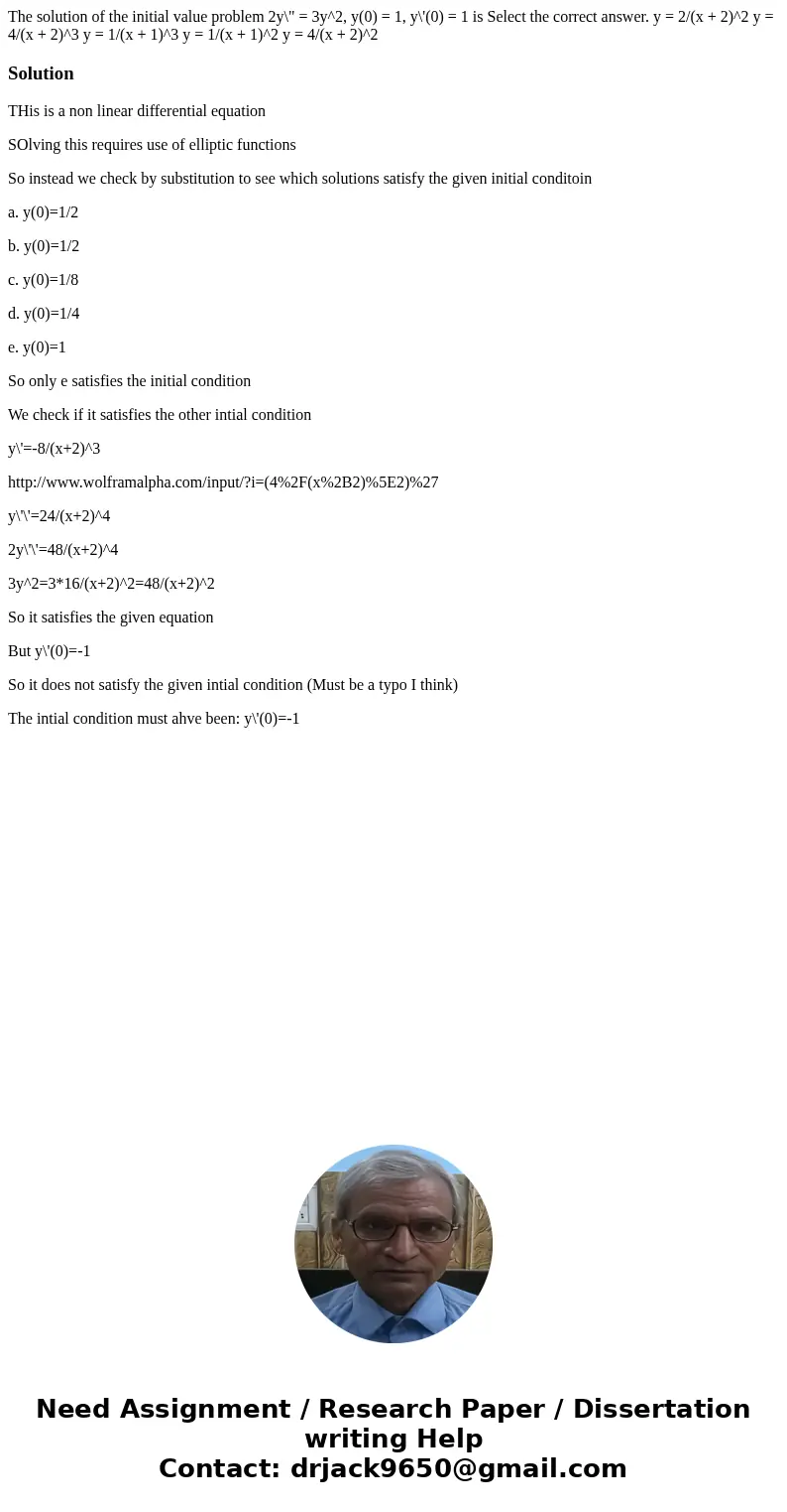  The solution of the initial value problem 2y\