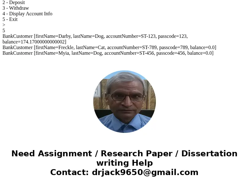 This term we will be developing a program that simulates a simple Banking system. This first assignment represents the basic structure of that program. The prog