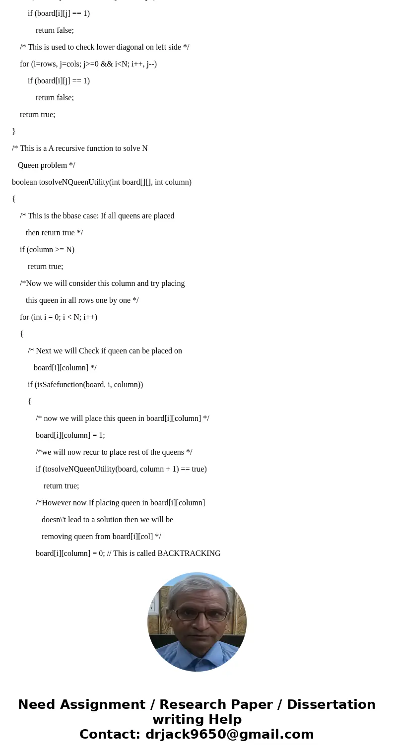 using an 8 × 8 int[][] array to represent a chess board, write a recursive method which solves the eight queens problem. The goal is to find one state where eig