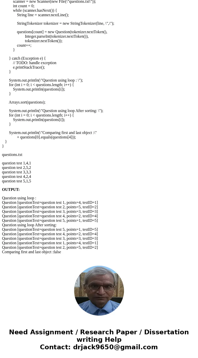 Write and test a Java project that satisfies the following requirements: Create a class definition file and a test file as follows: Create a class definition fi Write and test a Java project that satisfies the following requirements: Create a class definition file and a test file as follows: Create a class definition fi