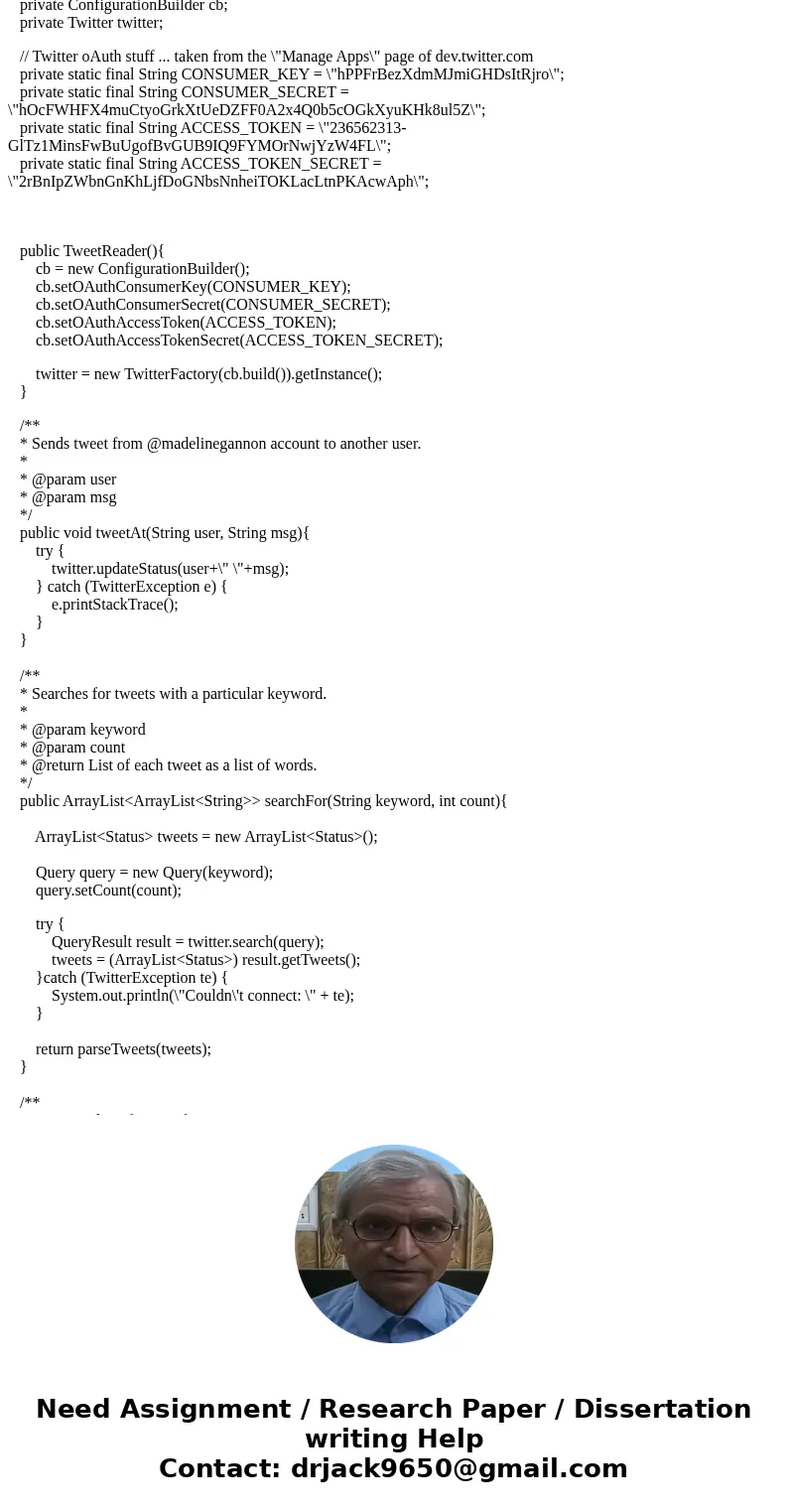 You are going to design and implement a class that represents an individual tweet (from Twitter). In the next project, you will be designing a system that can m You are going to design and implement a class that represents an individual tweet (from Twitter). In the next project, you will be designing a system that can m
