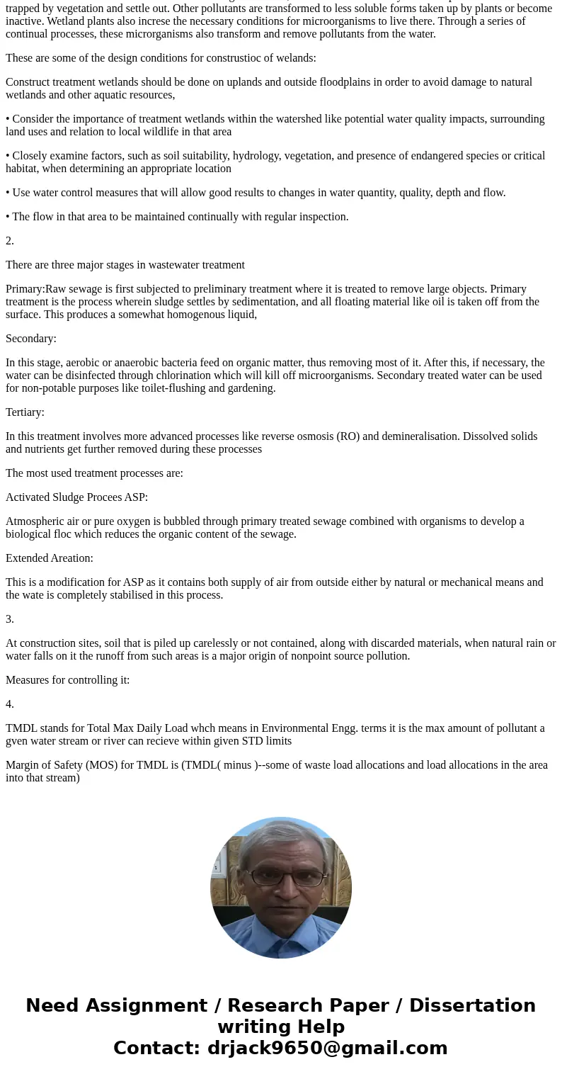 1. Please explain the reaction mechanism and kinetics for the treatment of municipal sewage using constructed wetland. (20 points) 2. Please describe the commo  1. Please explain the reaction mechanism and kinetics for the treatment of municipal sewage using constructed wetland. (20 points) 2. Please describe the commo