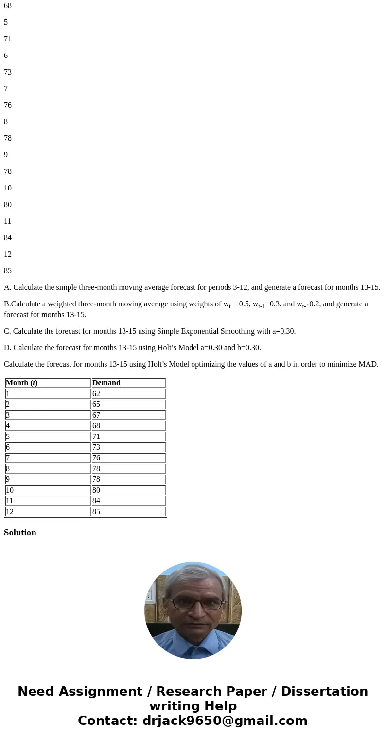 1. Your manager is trying to determine what forecasting method to use. Based upon the following historical data, calculate the following forecast and specify wh 1. Your manager is trying to determine what forecasting method to use. Based upon the following historical data, calculate the following forecast and specify wh