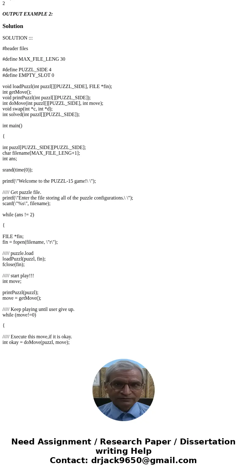 2 Input File Specification The first part of your program will read in possible puzzle configurations from a file and choose one of them randomly. The file for  2 Input File Specification The first part of your program will read in possible puzzle configurations from a file and choose one of them randomly. The file for