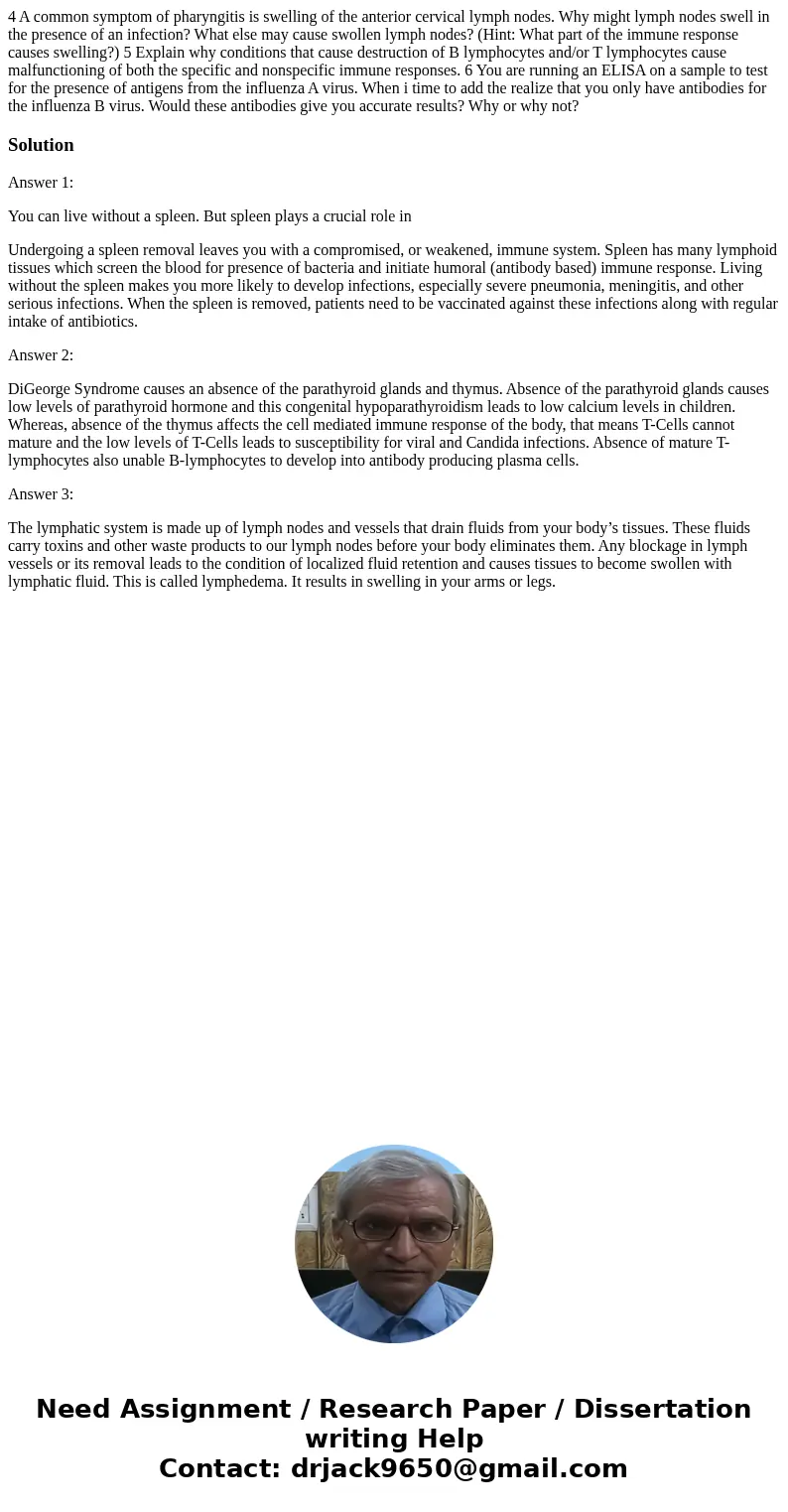 4 A common symptom of pharyngitis is swelling of the anterior cervical lymph nodes. Why might lymph nodes swell in the presence of an infection? What else may   4 A common symptom of pharyngitis is swelling of the anterior cervical lymph nodes. Why might lymph nodes swell in the presence of an infection? What else may