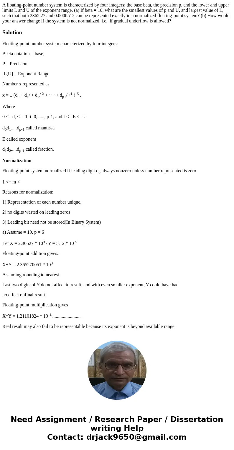 A floating-point number system is characterized by four integers: the base beta, the precision p, and the lower and upper limits L and U of the exponent range.  A floating-point number system is characterized by four integers: the base beta, the precision p, and the lower and upper limits L and U of the exponent range.