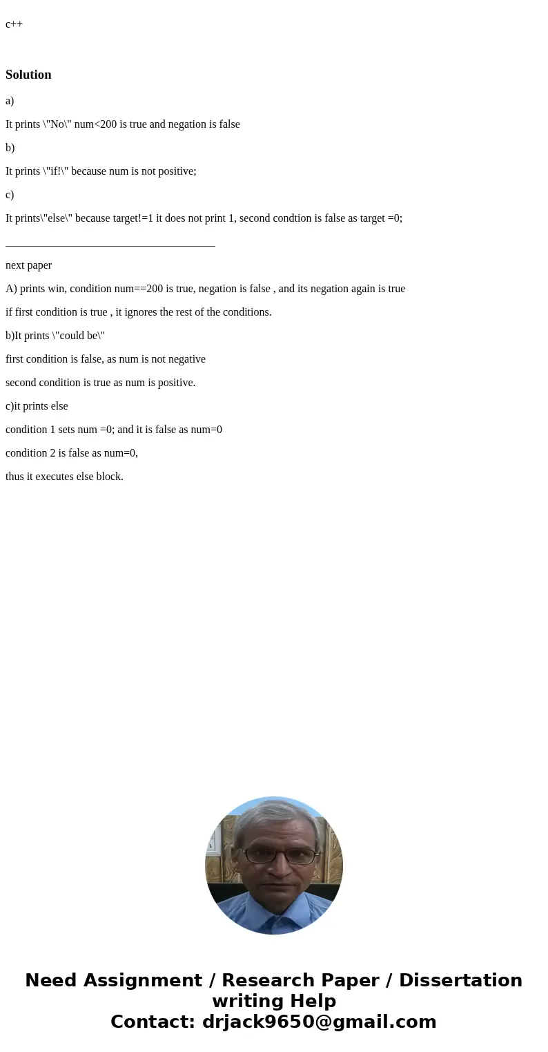 c++ Solutiona) It prints \  c++ Solutiona) It prints \