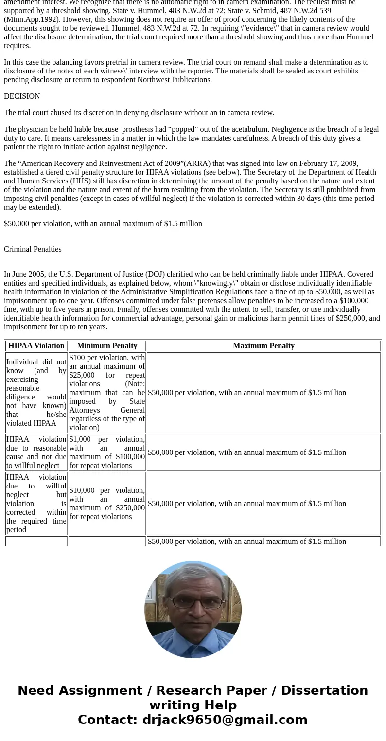 Chapter 4 - CRIMINAL ASPECTS OF HEALTH CARE Many of these cases are discussed in detail in your text book, I have listed a brief statement below about each case