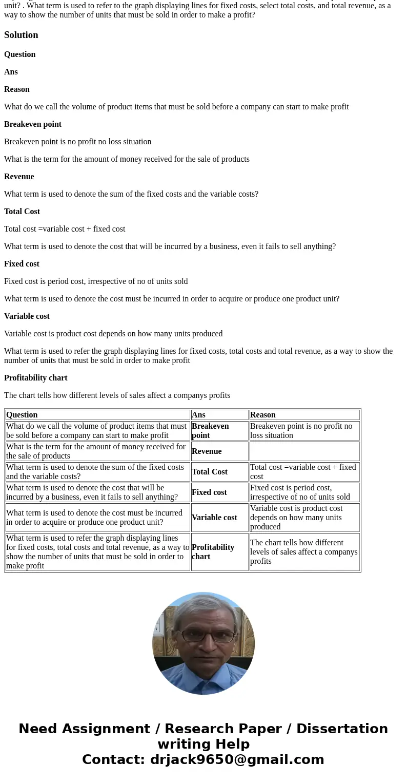 Choices for each question. 1.Variable Cost, Volume, Fixed Cost Break Even Point, Bottom Line 2. fixed cost, revenue, variable cost, break-even point, bottom lin Choices for each question. 1.Variable Cost, Volume, Fixed Cost Break Even Point, Bottom Line 2. fixed cost, revenue, variable cost, break-even point, bottom lin