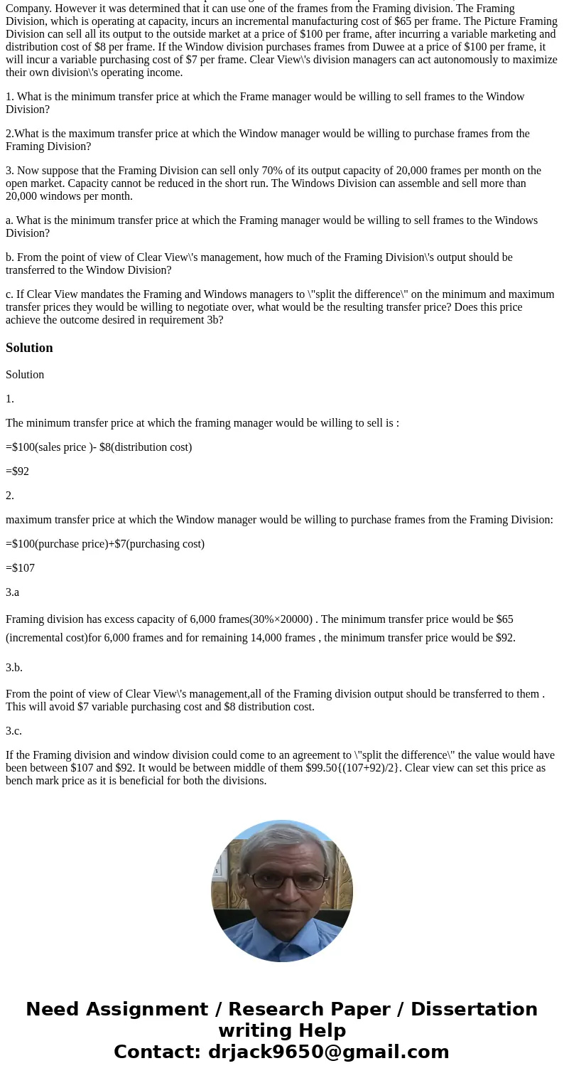Clear\'s Custom Window division has been purchasing a certain window components from Duwee, Cheatim & How Company. However it was determined that it can use Clear\'s Custom Window division has been purchasing a certain window components from Duwee, Cheatim & How Company. However it was determined that it can use