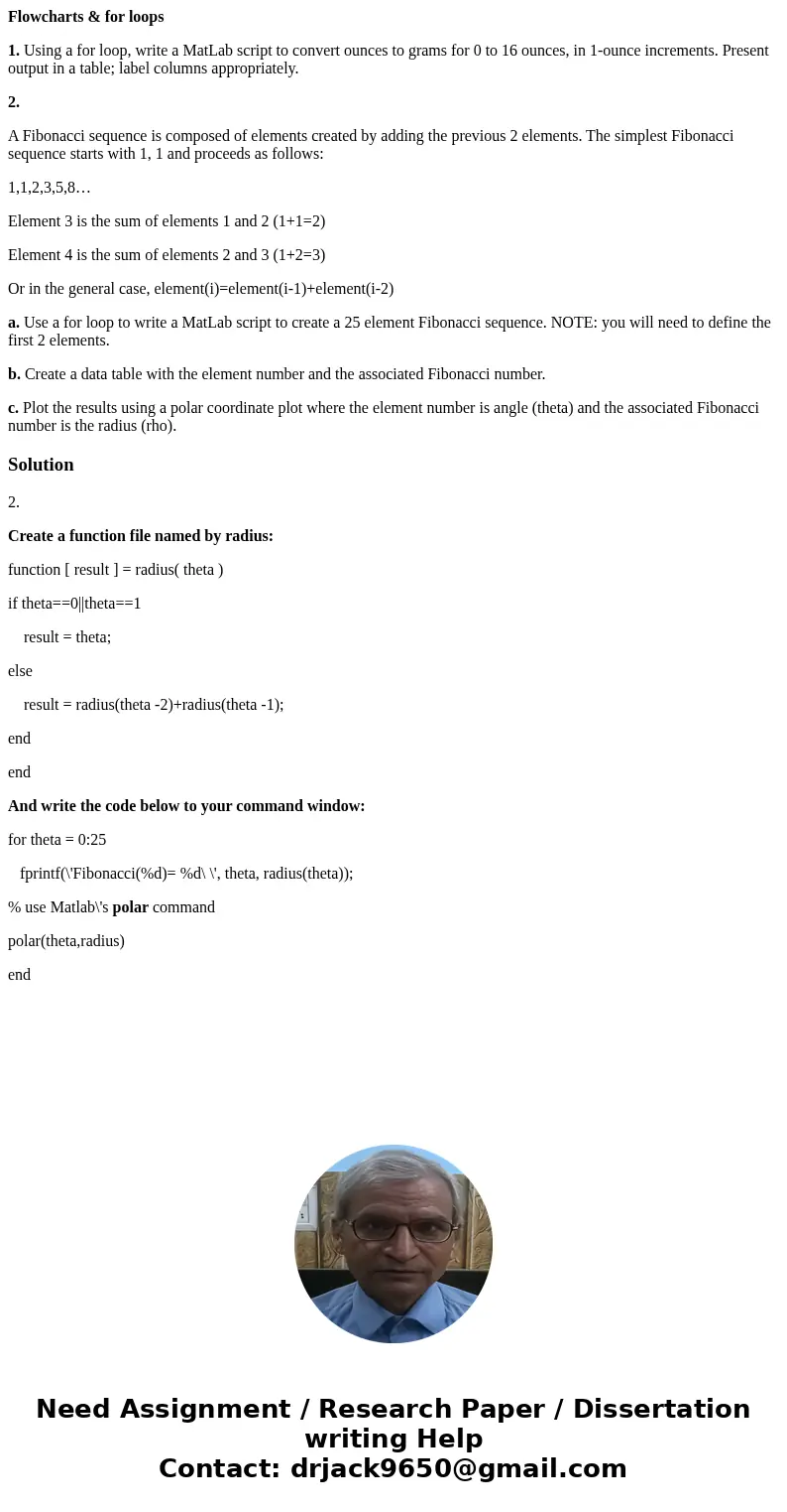 Flowcharts & for loops 1. Using a for loop, write a MatLab script to convert ounces to grams for 0 to 16 ounces, in 1-ounce increments. Present output in a  Flowcharts & for loops 1. Using a for loop, write a MatLab script to convert ounces to grams for 0 to 16 ounces, in 1-ounce increments. Present output in a