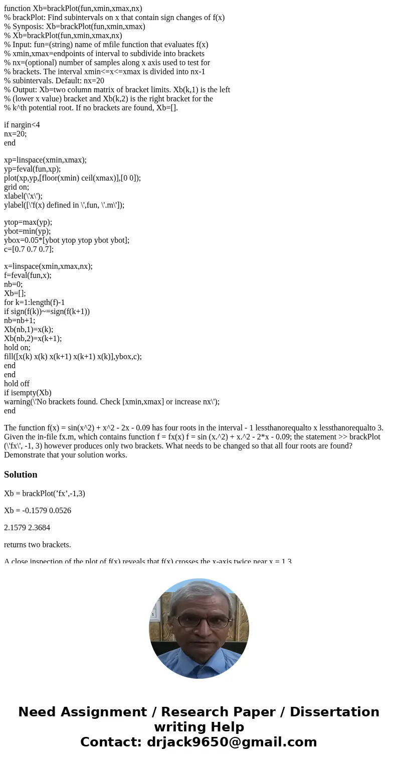 function Xb=brackPlot(fun,xmin,xmax,nx) % brackPlot: Find subintervals on x that contain sign changes of f(x) % Synposis: Xb=brackPlot(fun,xmin,xmax) % Xb=brack function Xb=brackPlot(fun,xmin,xmax,nx) % brackPlot: Find subintervals on x that contain sign changes of f(x) % Synposis: Xb=brackPlot(fun,xmin,xmax) % Xb=brack