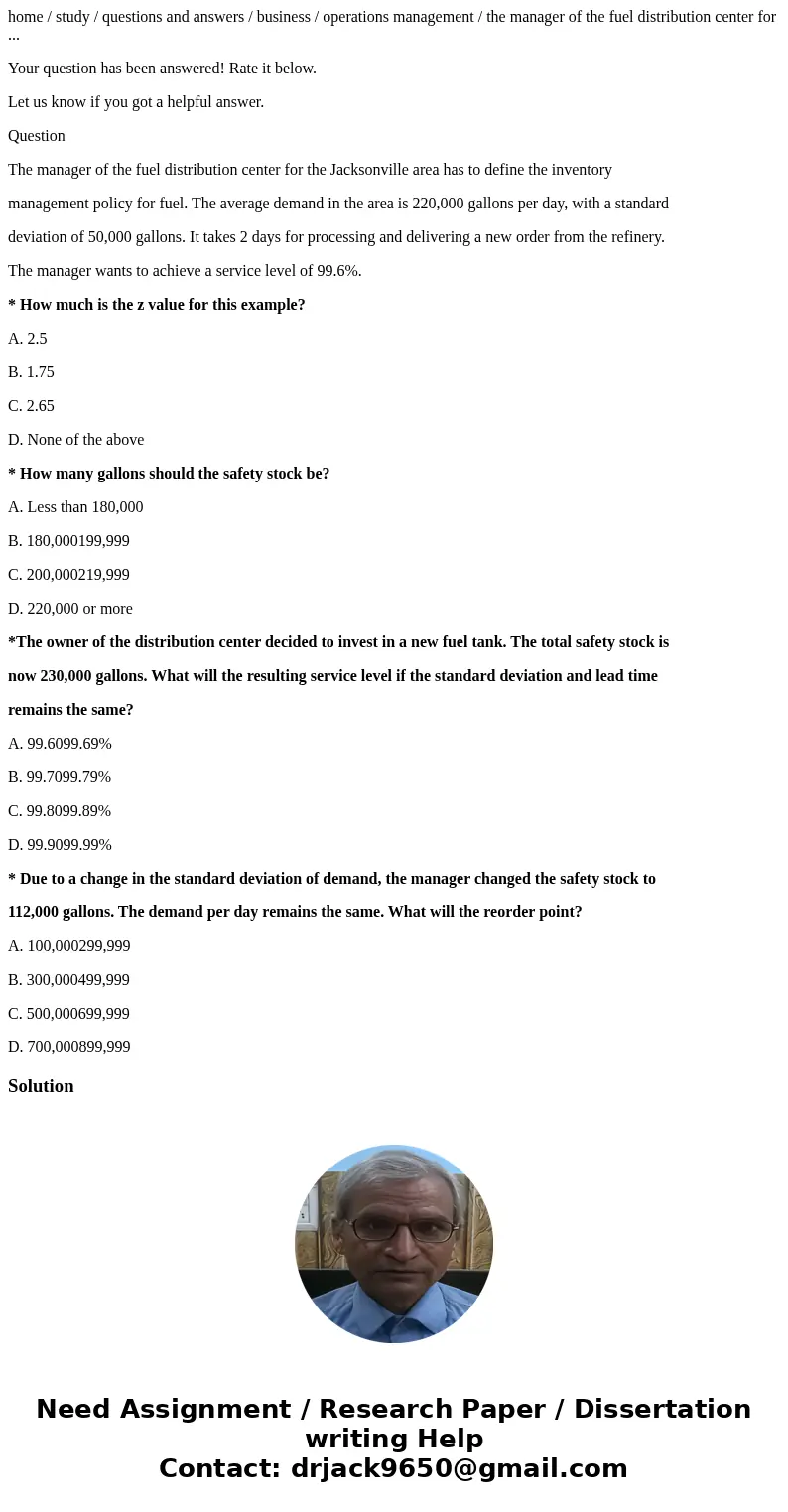 home / study / questions and answers / business / operations management / the manager of the fuel distribution center for ... Your question has been answered! R home / study / questions and answers / business / operations management / the manager of the fuel distribution center for ... Your question has been answered! R