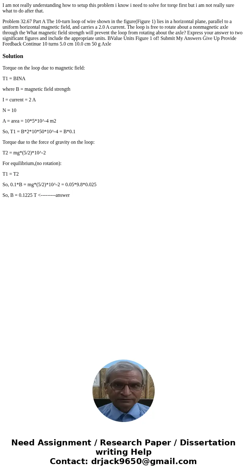 I am not really understanding how to setup this problem i know i need to solve for torqe first but i am not really sure what to do after that. Problem 32.67 Par I am not really understanding how to setup this problem i know i need to solve for torqe first but i am not really sure what to do after that. Problem 32.67 Par