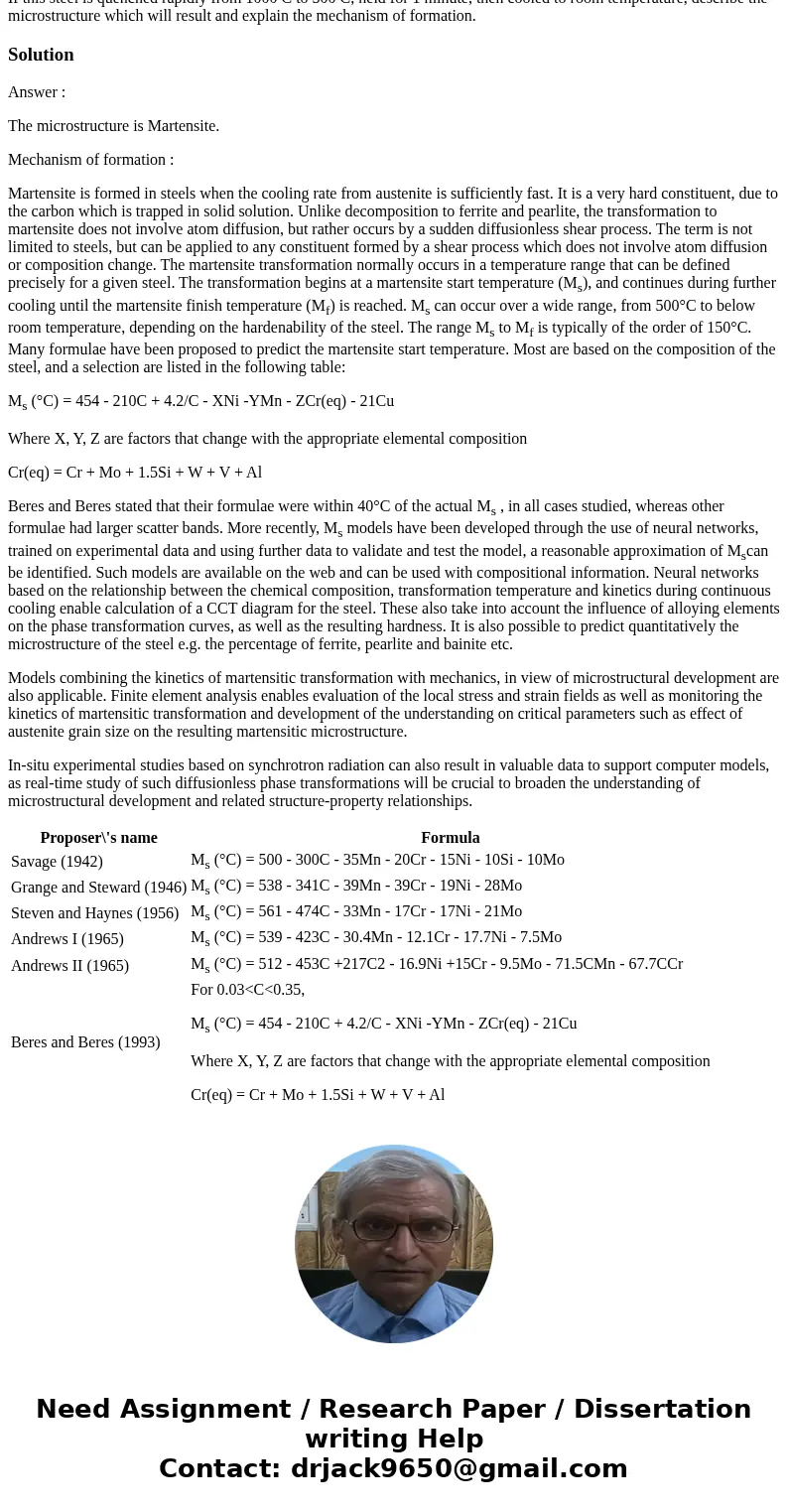 If this steel is quenched rapidly from 1000 C to 500 C, held for 1 minute, then cooled to room temperature, describe the microstructure which will result and ex