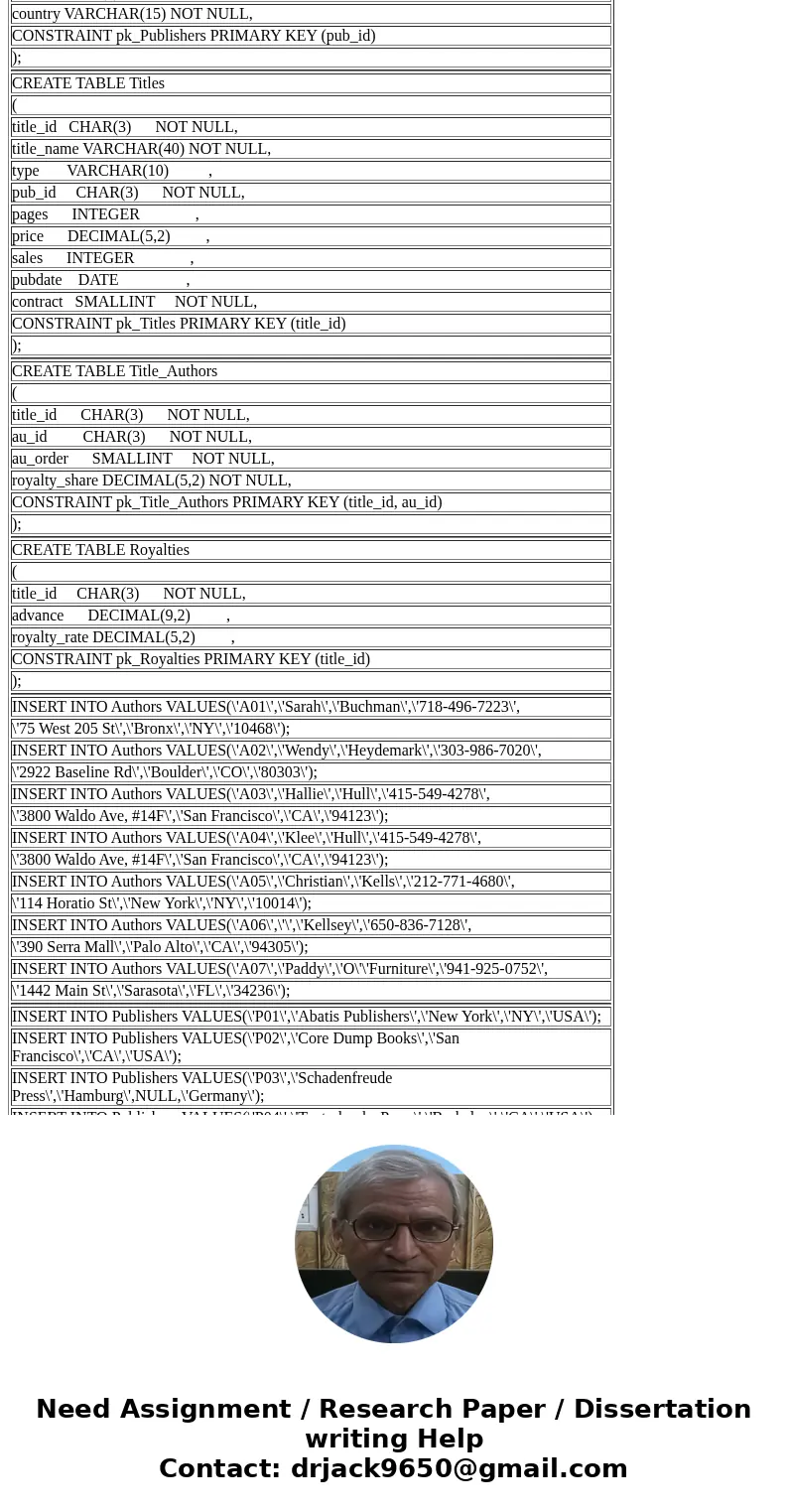 MYSQL question please help 1. List the title_name and book type of the books that are published earlier than all biography books 2. List the title_name and book MYSQL question please help 1. List the title_name and book type of the books that are published earlier than all biography books 2. List the title_name and book