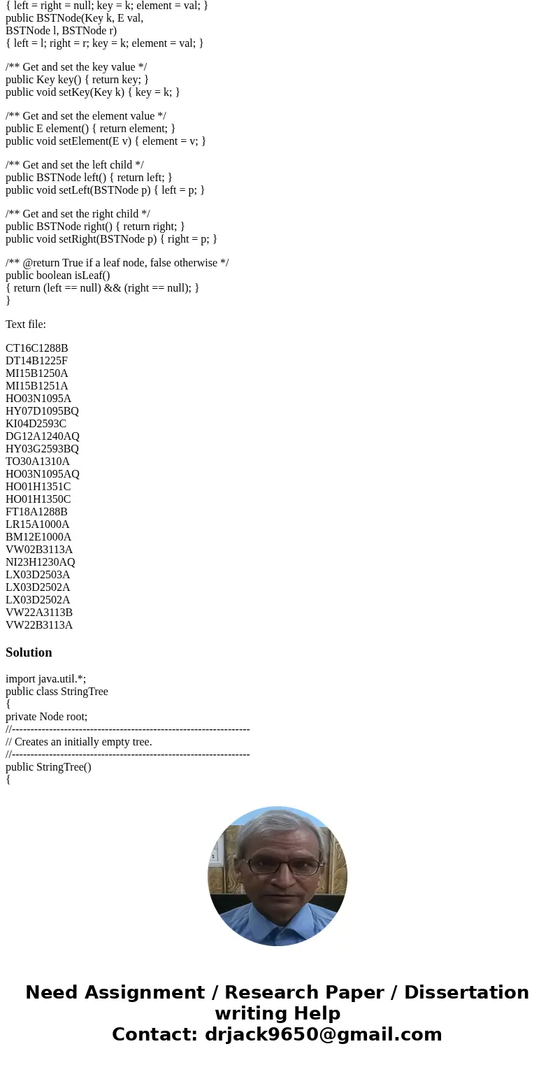 Objective: Replacing recursive calls programming technique with using Stack data structure Modify the StringTree.java to add method to traversal the tree using 